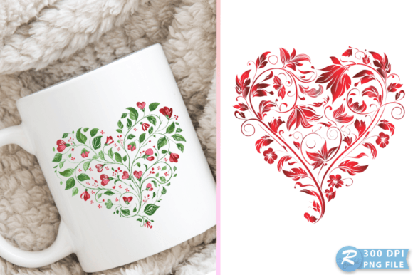 Download Valentine Floral Heart Illustration PNG - Premium Resources