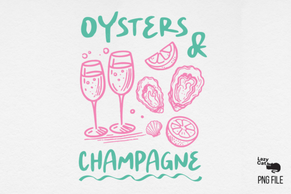 Download Summer Beach Oyster Champagne Doodle PNG - Premium Resources